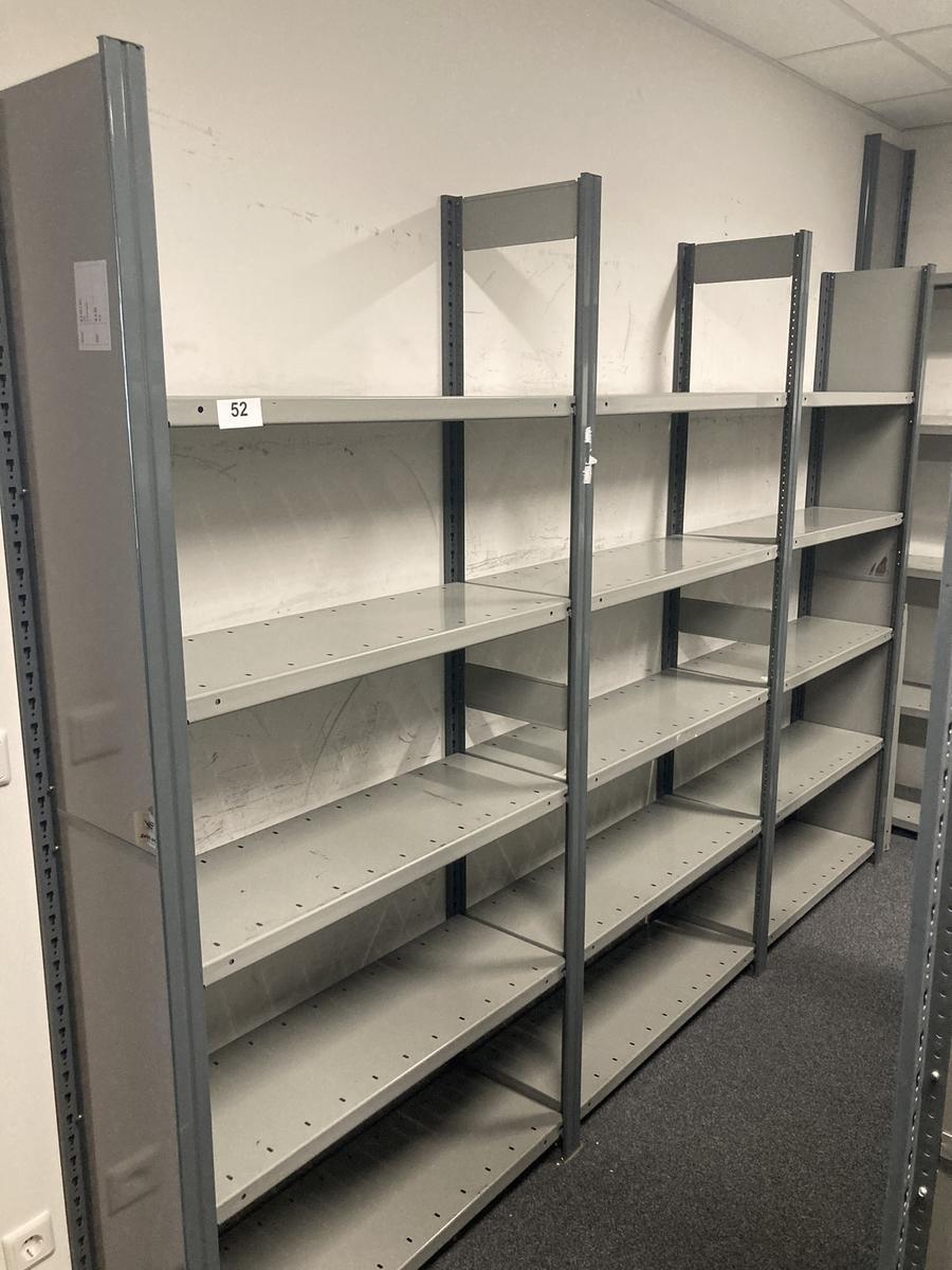Fachbodenregale - Steckregalsystem, Maße: ca. L 95 cm pro Feld, 12 einheiten, ca. 11 lfm, Tiefe: 35 cm, Höhe 200 cm